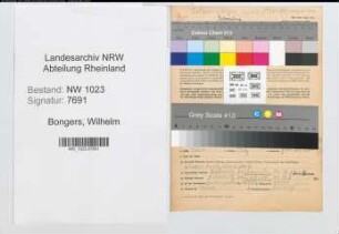 Entnazifizierung Wilhelm Bongers , geb. 15.01.1890 (Landwirt)