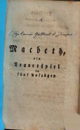 Macbeth : ein Trauerspiel in fünf Aufzügen