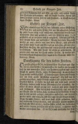 Danksagung für den lieben Frieden.