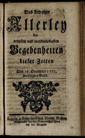 Den 15. December 1761. Funfzigstes Stück.
