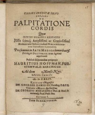 Theses Medicae Inaugurales De Palpitatione Cordis