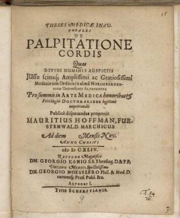 Theses Medicae Inaugurales De Palpitatione Cordis