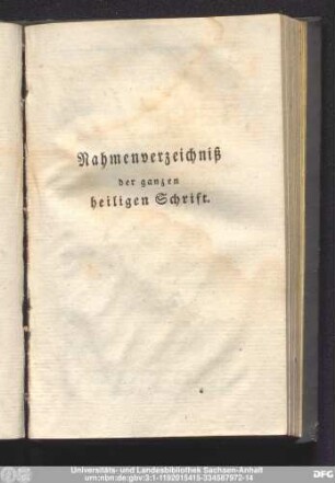 Nahmensverzeichniß der ganzen heiligen Schrift.