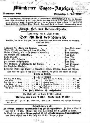 Münchener Tages-Anzeiger : altes Fremdenblatt. 1852,7/12