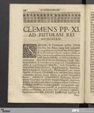 Clemens PP. XI. Ad Futuram Rei Memoriam.