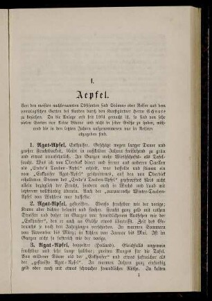 I. Aepfel. - IV. Pflaumen und Zwetschen.