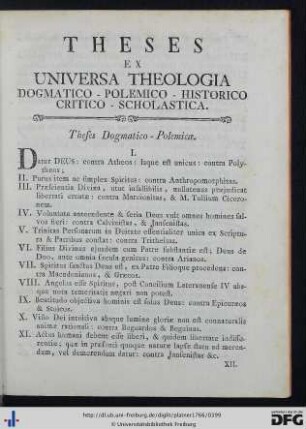 Theses Ex Universa Theologica.