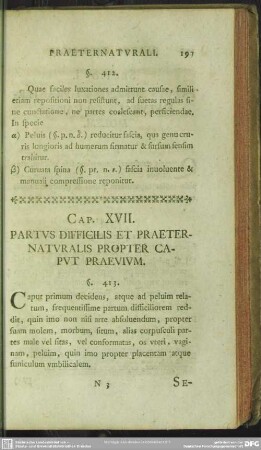 Cap. XVII. Partus Difficilis Et Praeternaturalis Propter Caput Praevium