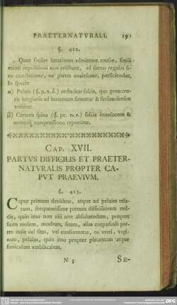 Cap. XVII. Partus Difficilis Et Praeternaturalis Propter Caput Praevium