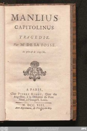 Manlius Capitolinus : Tragedie