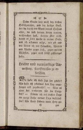 Leichte und vernünftige Anweisung, sein Gewissen zu erforschen