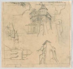 Bauernfeind, Gustav; Italien; Österreich; Schweiz; Studien- und Reiseskizzen - Burg (Teilansichten, Details)