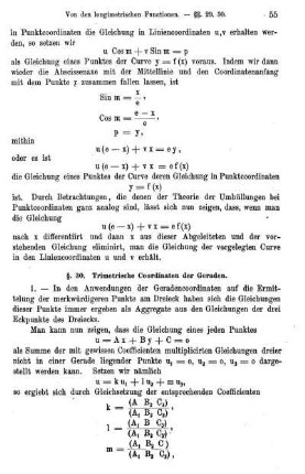 § 30. Trimetrische Coordinaten der Geraden.