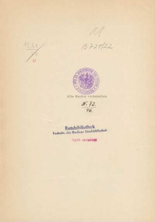 Kön. Pr. Ministerium des Innern. Bibliothek