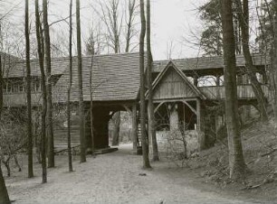 Meixmühle bei Pillnitz, rechts unter dem Giebelbau die alte Weinpresse