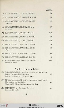 Antikes Kunstmobiliar (Nr. 186-194)