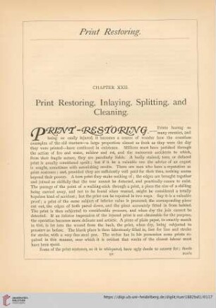 Chapter XXII. Print Restorng, Inlaying, Splittig, and Cleaning