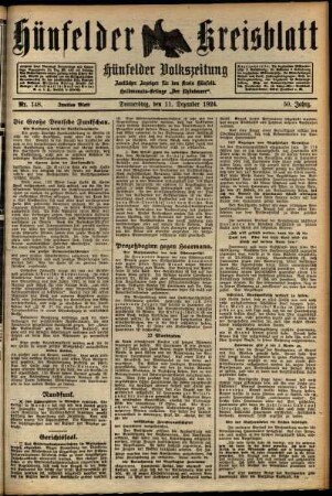 Zweite Ausgabe vom Donnerstag, den 11. Dezember 1924.