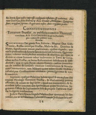 Constirutiones Terrarum Prussiae, in publicis comitiis Thorunii conciliatae ...