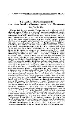 Die kindliche Entwicklungsperiode des reinen Sprachverständnisses nach ihrer Abgrenzung