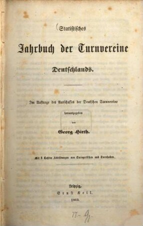 Statistisches Jahrbuch der Turnvereine Deutschlands. [1]. 1863