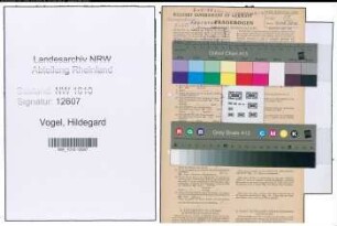 Entnazifizierung Hildegard Vogel , geb. 01.03.1922 (Postangestellte)