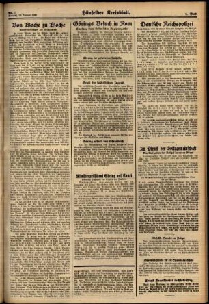 Zweite Ausgabe vom Montag, den 18. Januar 1937.
