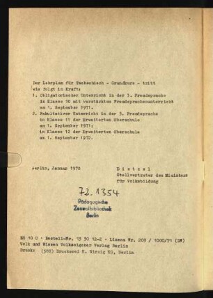 Der Lehrplan für ...