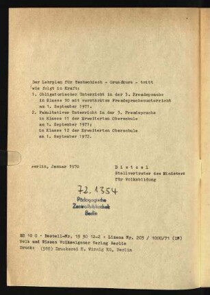Der Lehrplan für ...