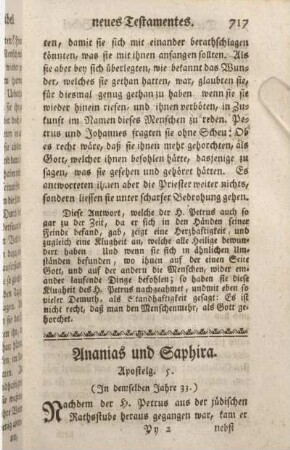Ananias und Saphira. Apostelg. 5.