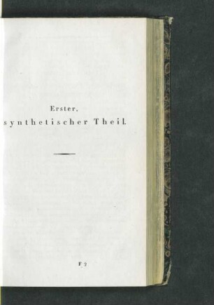 Erster, synthetischer Theil.