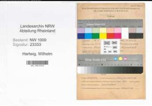 Entnazifizierung Wilhelm Hartwig, geb. 13.07.1900 (Bahnsekretaer)