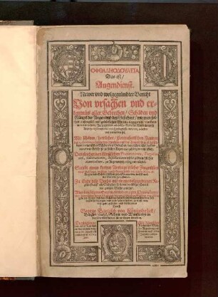 Opthalmoduleia, Das ist Augendienst : Newer vnd wolgegründter Bericht Von vrsachen vnd erkentnüs aller Gebrechen, Schäden vnd Mängel der Augen vnd des Gesichtes, wie man solchen anfenglich mit gebürlichen Mitteln begegenen, vorkommen vnd wehren, auch wie man solche Gebresten künstlich durch Arzney, Instrument vnd Handgrieffe curiren, wircken und verrreiben sol