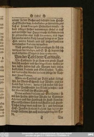 Von der Tafel derer Cardinäle.