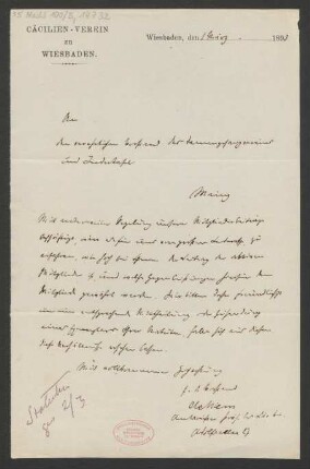 Brief an B. Schott's Söhne : 01.03.1893