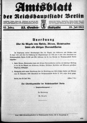 53. Sonderausgabe, 29. Juli 1941