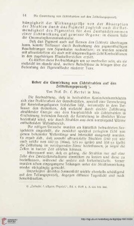 21: Ueber die Einwirkung von Lichtstrahlen auf den Zellteilungsprozeß