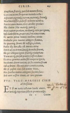 Pub. Verg. Maronis Ciris ad Messalam.