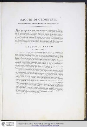Saggio di Geometria per Introduzione allo Studio dell'Architettura civile