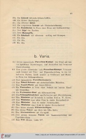 b. Varia (Nr. 450 - 503)