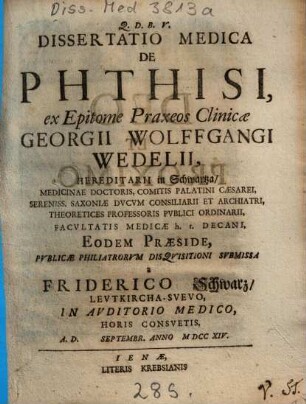 Dissertatio medica de phthisi