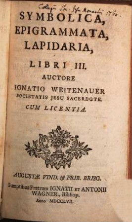 Symbolica, Epigrammata, Lapidaria : Libri III