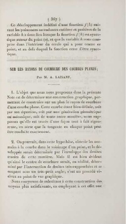 Sur les rayons de courbure des courbes planes.
