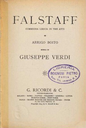 Falstaff : commedia lirica in 3 atti