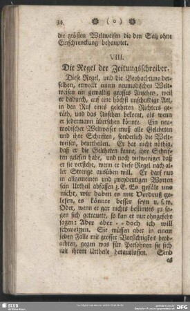 VIII. Die Regel der Zeitungsschreiber