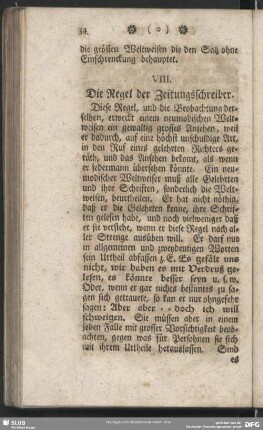 VIII. Die Regel der Zeitungsschreiber