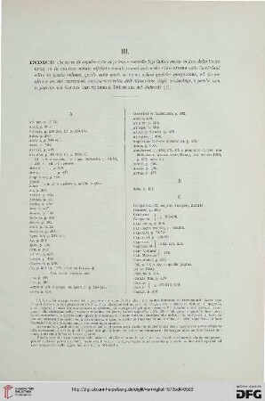 III: Indice delle voci