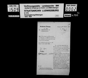 Kriegswohlfahrtspflege, Abrechnungen des Oberamts Öhringen