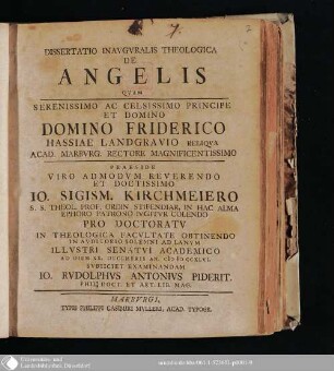 Dissertatio Inavgvralis Theologica De Angelis