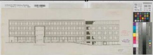 Münster (Münster) Behördenhaus Alter Steinweg 2. Vorentwurf Rückansicht - Südwesten 1956 1 : 200 29 x 82 Pause Staatsneubauleitung Münster Regierung Münster Nr. 34081